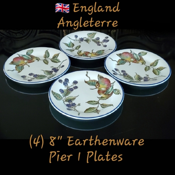 Pier 1 Other - (4) 8" "Macintosh" Earthenware Pier 1 Plates by England Angleterre 🇬🇧 (2 Free)